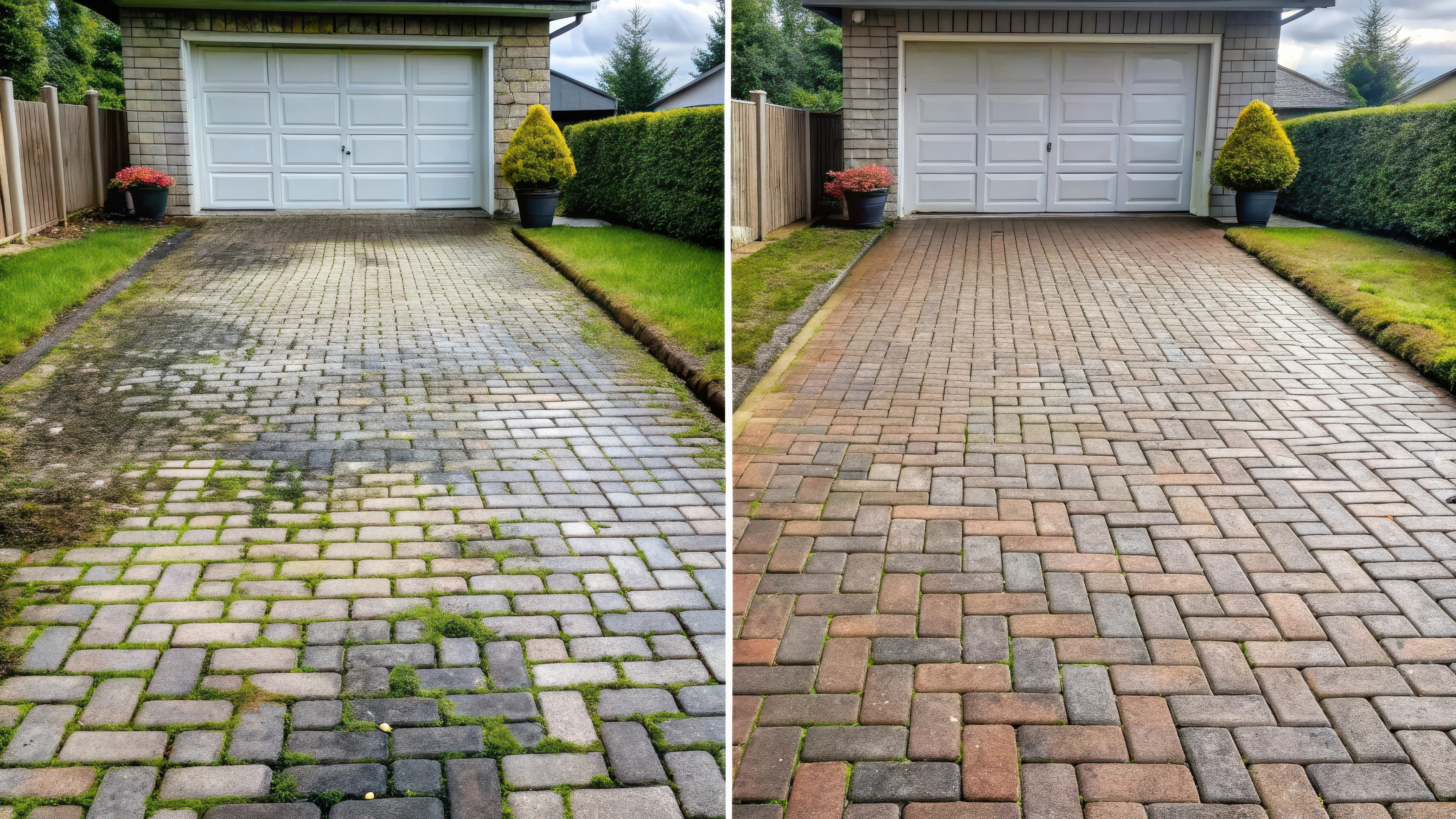 Pressure washed driveway in Orlando